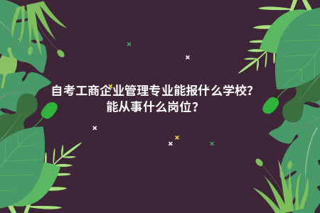 自考工商企业管理专业能报什么学校?能从事什么岗位?